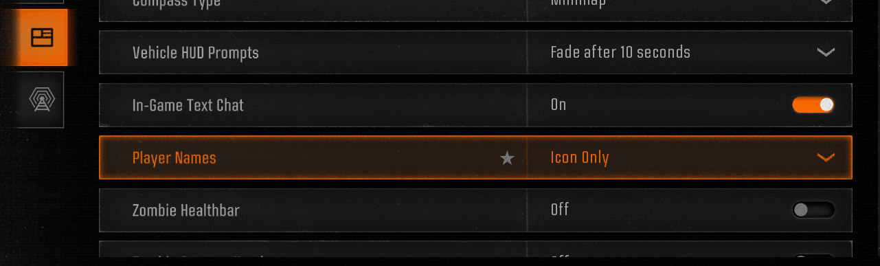 Call of Duty Gameplay HUD with Player Names set to Icon Only