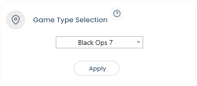 Selecting the game type from the dropdown in the Aim Assist Plus app