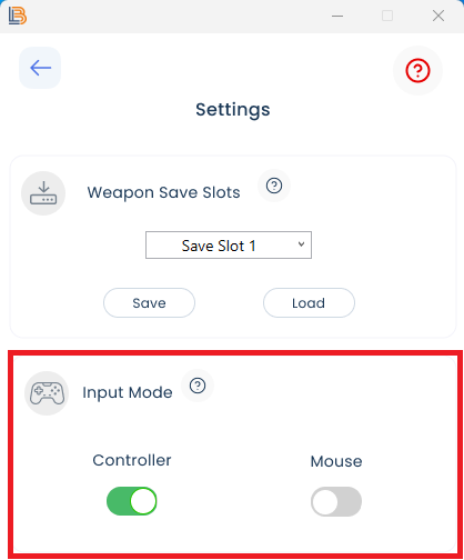 Input Mode set to Controller in the app settings